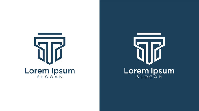 MT logo design template. MT or TM logo monogram icon