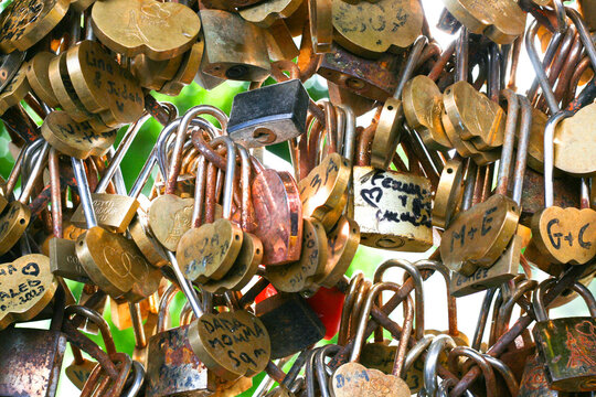 Love locks in Paris. A tradition and love symbol. 