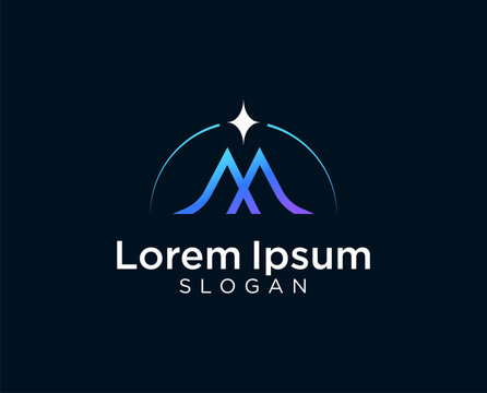 M star logo design template. Creative letter m logo