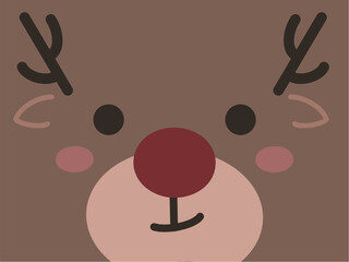 Cute Christmas reindeer face wallpaper. Hand drawn vector illustration in flat style.