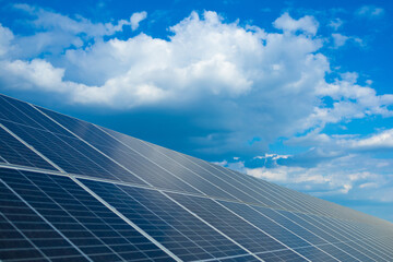 Solar power station against the blue sky