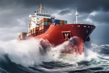 Brave Voyage: Cargo Ship Battling Stormy Seas