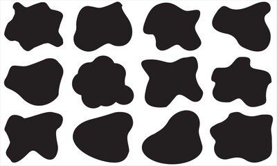 12 Modern organic blob shape abstract elements graphic flat style design. Vector illustration