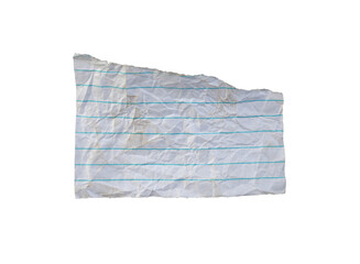 White ripped note, notebook paper stuck with sticky tape 