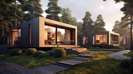 Modern house made from wood.