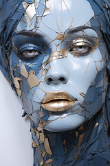 Fashion Concept. Portrait of a girl with stylish makeup in blue colors.