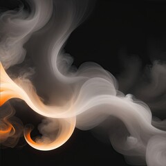Abstract smoke wallpaper, Orange and white smoke cloud on a black background 03, Generative AI, Generative, AI