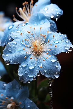 Fototapeta Blue orchid with dewdrops.