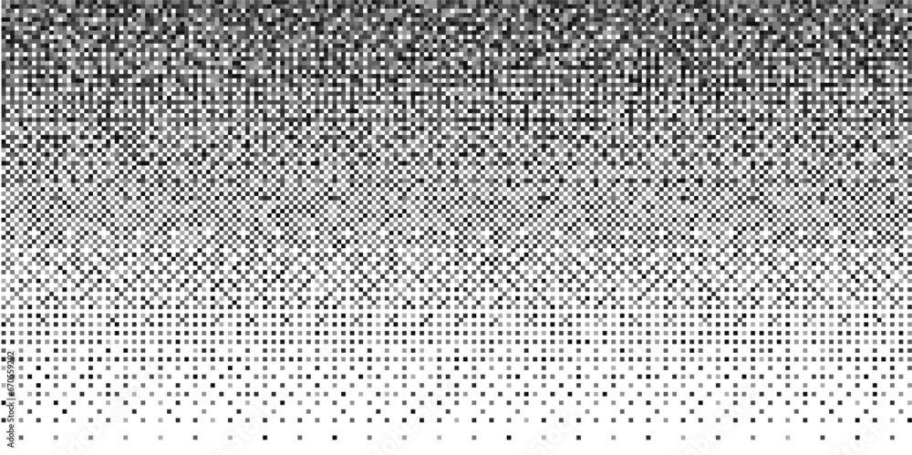Poster pixel screentone gradient texture with grayscale dithering. halftone monochrome vector background wi