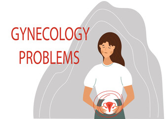 Endometriosis, endometrium dysfunctional,   problems concept. Vector flat illustration.
