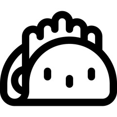 Taco in outline icon. Mexican food, tortilla, lettuce, sandwich, burrito
