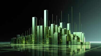 Fototapeta premium Green stocks graph going up.