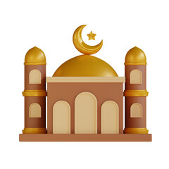 3D Model of Mosque with Beautiful Architecture for a Peaceful Place of Worship.
3d illustration, 3d element, 3d rendering. 3d visualization isolated on a transparent background