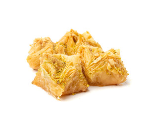 Baklava Isolated, Small Ramadan Dessert, Eastern Sweet Filo Pastries, Turkish Honey Baklawa, Oriental Desert