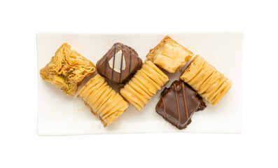 Baklava Isolated, Small Ramadan Dessert, Eastern Sweet Filo Pastries, Turkish Honey Baklawa, Oriental Desert