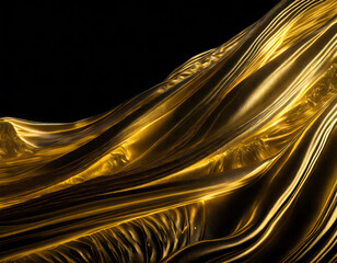 beautiful abstract 3d gold wave wallpaper on black background