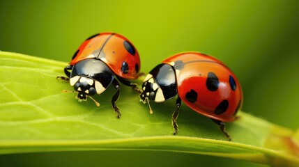 ladybug on green leaf