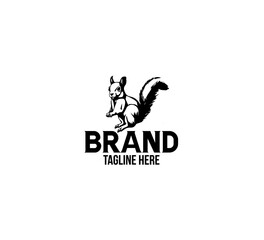 Squirrel logo hand drawn template black and white