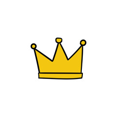 A hand-drawn cartoon icon of a doodle crown on a white background.