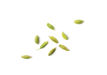 Cardamom Isolated, Green Cardamon Seeds, Dry Kardamon, Cardamum Spice , Genera Elettaria Beans