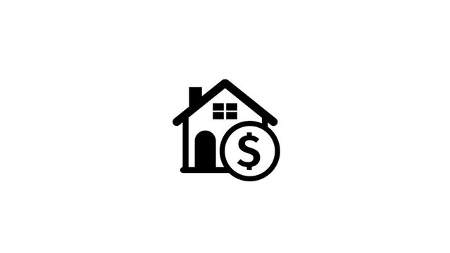 House with dollar icon animation, real estate price icon, simple bank icon. k1_1788