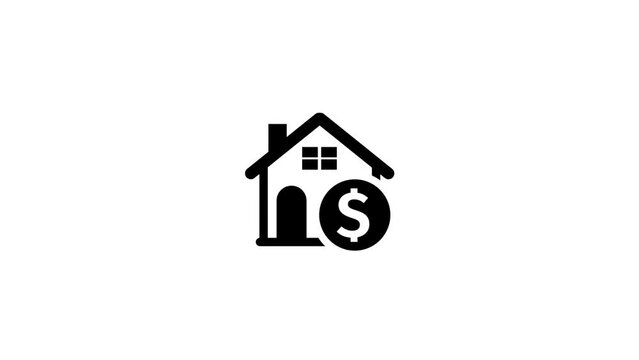 House with dollar icon animation, real estate price icon, simple bank icon. k1_1790
