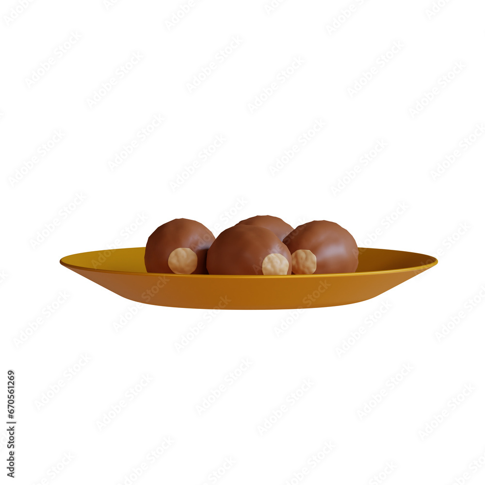 Aufkleber 3d model of dates fruit bowl with tempting display to delight your taste buds. 3d illustration, 3d e