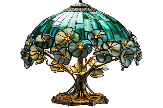 copper and mica shade table lamp isolated on a Transparent background. Generative AI