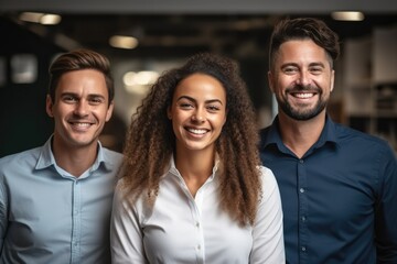 Fototapeta premium Business team leader, Happy multiracial professional employees, team.
