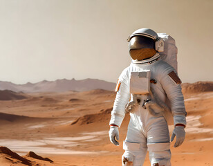 astronaut in space suit on mars 
