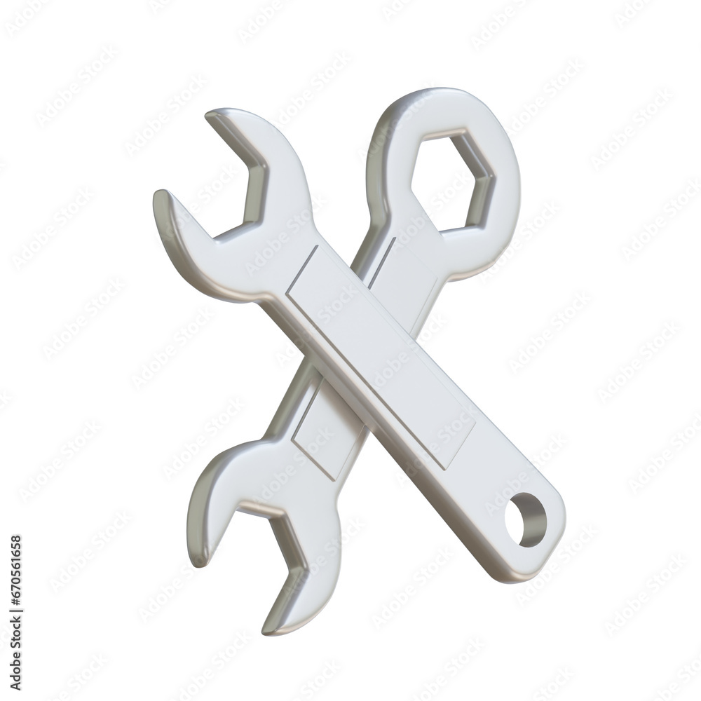 Poster 3d model of wrench with sturdy design to facilitate repair work. essential tool in assembly and repa