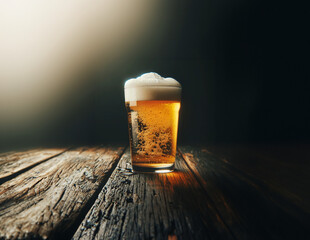 Pint Glass of Frothy Beer Side View Showing Bubbles and Color