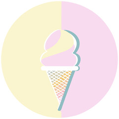 Two Tone Soft Serve Ice Cream Cone Strawberry and Vanilla flavor vector