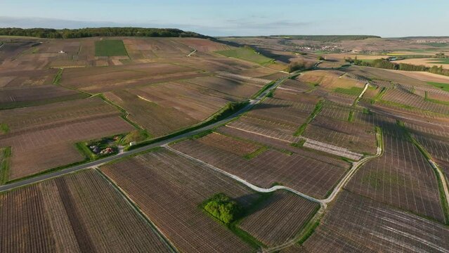 Paysage a&eacute;rien de la Marne et la Montagne de Reims en Champagne