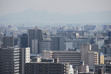 Obraz premium 昼の大阪市の街並みの風景