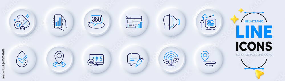 Poster dermatologically tested, web report and chat bubble line icons for web app. pack of chromium mineral