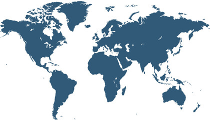 Fototapeta premium World map. Silhouette map. Color modern vector map.