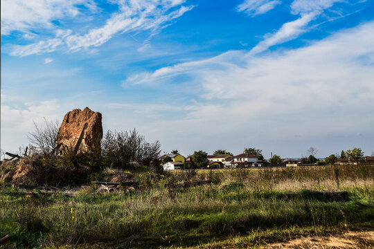 Destroyed house on wasteland in a village, Trunera, Piedmont, Italy