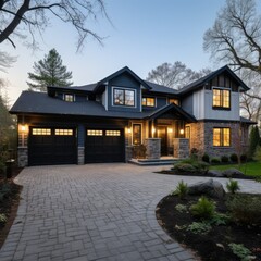 Modern Suburban Home Showcasing Contemporary Architecture and Landscaped Garden