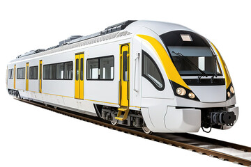 Fototapeta premium train on the railway isolated on a Transparent background. Generative AI