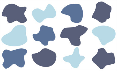 12 Modern organic blob shape abstract elements graphic flat style design. Vector illustration