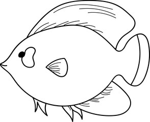 Blue tang fish illustration