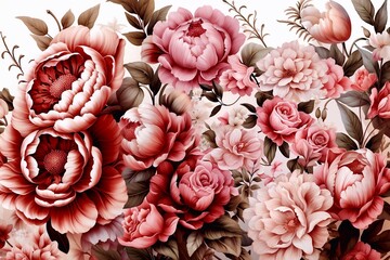 pink and white flowers background, generative ai 