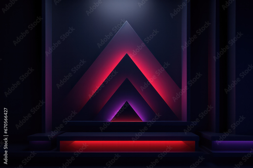 Poster dynamic black and pink triangle pattern - abstract geometric background
