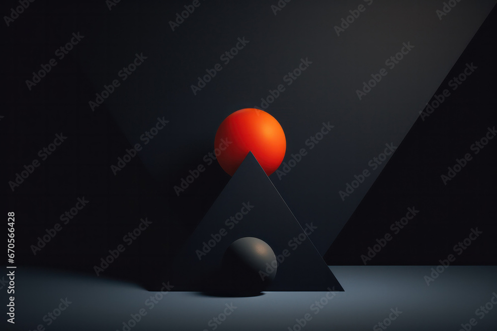 Aufkleber dynamic black and orange triangle pattern - abstract geometric background