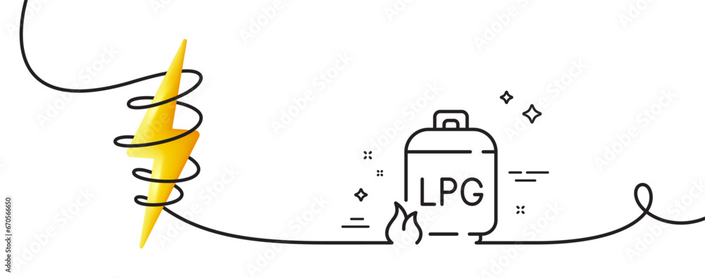 Poster gas cylinder line icon. continuous one line with curl. lpg fuel container sign. liquefied petroleum 