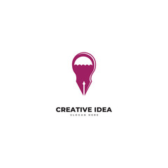 Light bulb and pencil logo template. Creative idea vector design. Smart writer logotype