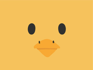 Cute cartoon duck face. Vector illustration in flat design style.