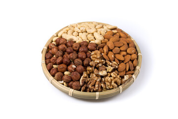 Set of nuts in basket