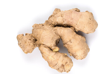 fresh ginger on white background